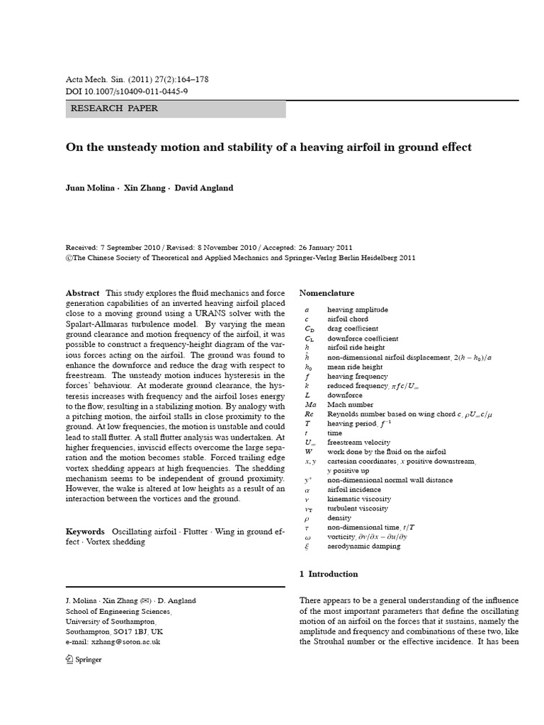 On The Unsteady Motion and Stability of A Heaving Airfoil in Ground ...