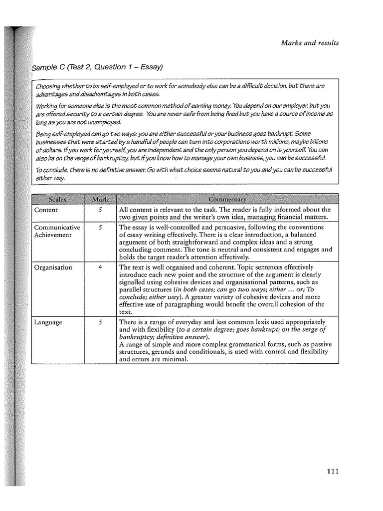 Writing Sample Test 2, Question 1 - Essay | PDF