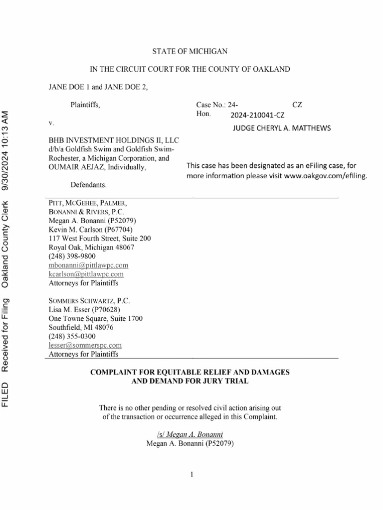 Aejaz - FILED Complaint and Jury Demand 9-30-24 | PDF