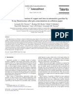 Simultaneous Determination of Copper and Iron in Automotive Gasoline by X Ray Fluorescence After Pre Concentration On Cellulose Paper 2007 Talanta