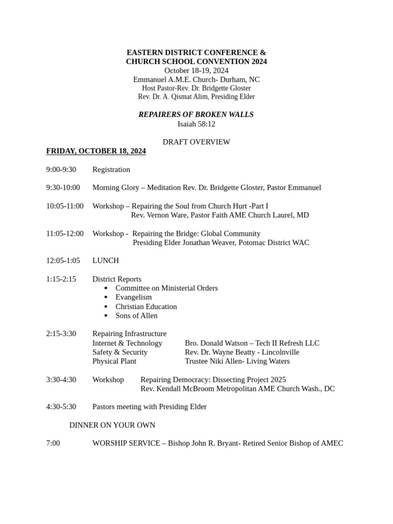 Overvview Of District Conference Church School 2024 Pdf