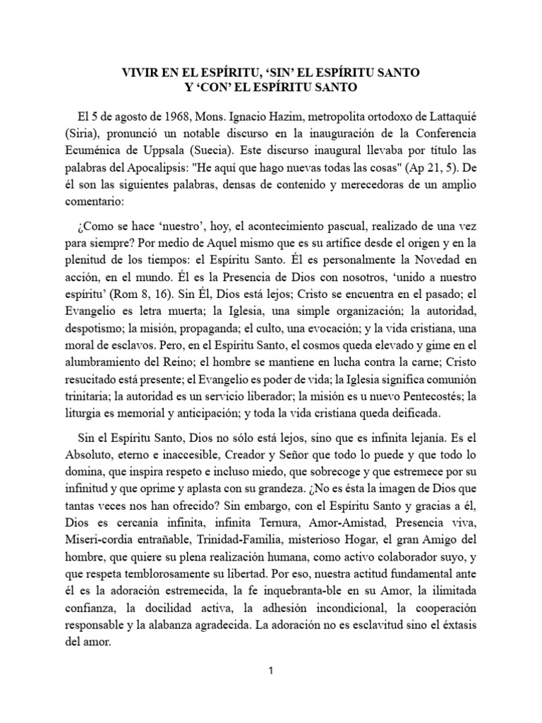 La Importancia del Espíritu Santo en la Fe | PDF | espíritu Santo ...