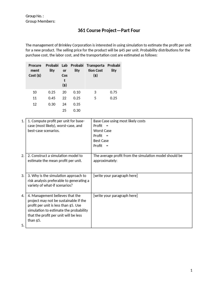 361 Course Project Part 4-1 | PDF