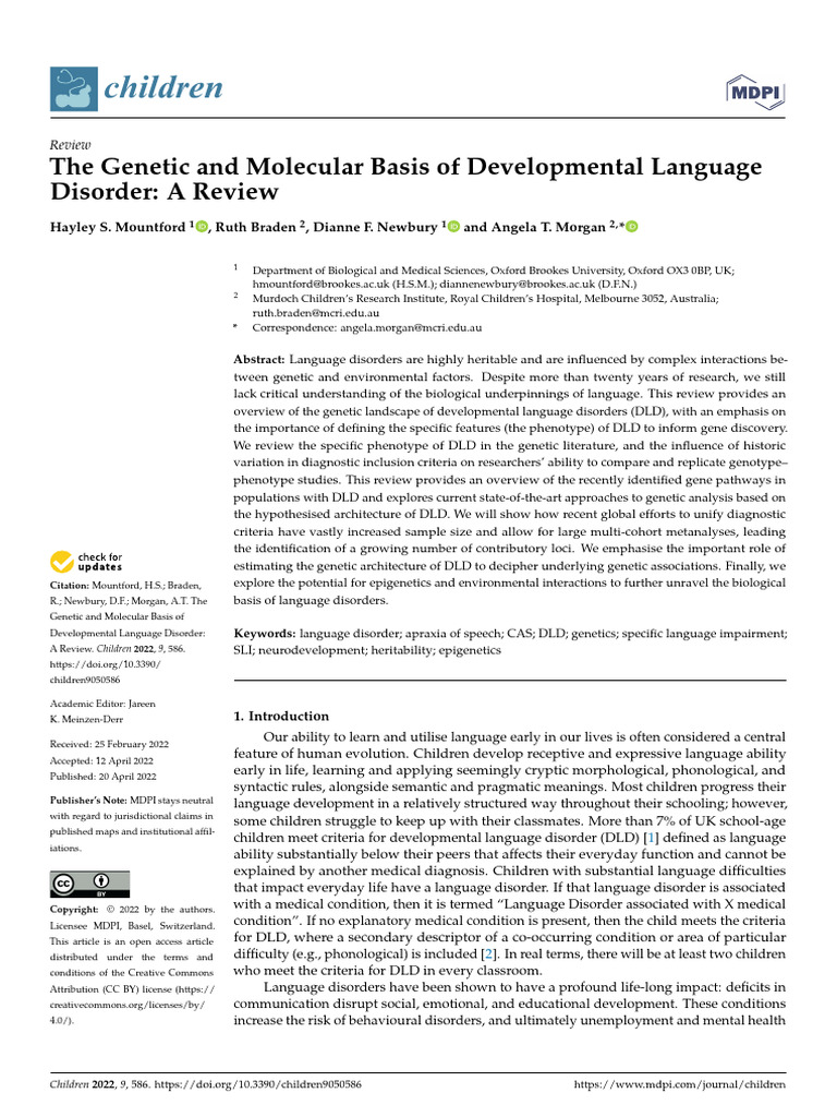 Genetic Insights into Language Disorders | PDF | Genetic Disorder ...
