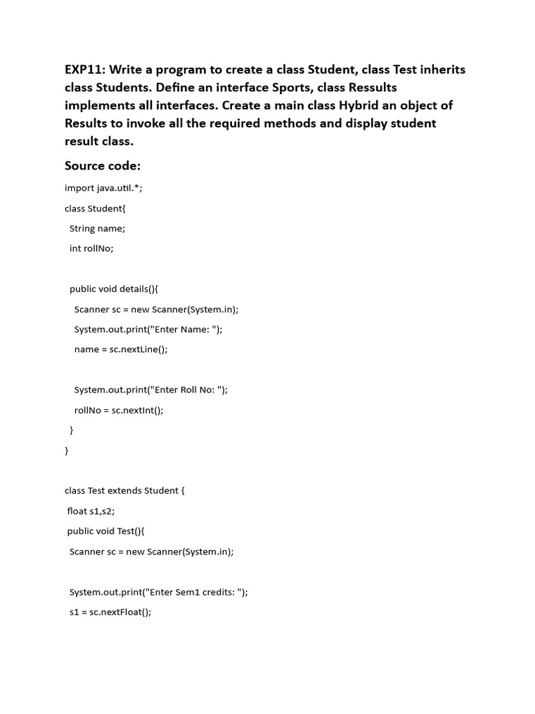 Hybrid - Inheritance in Java | PDF | Teaching Methods & Materials ...