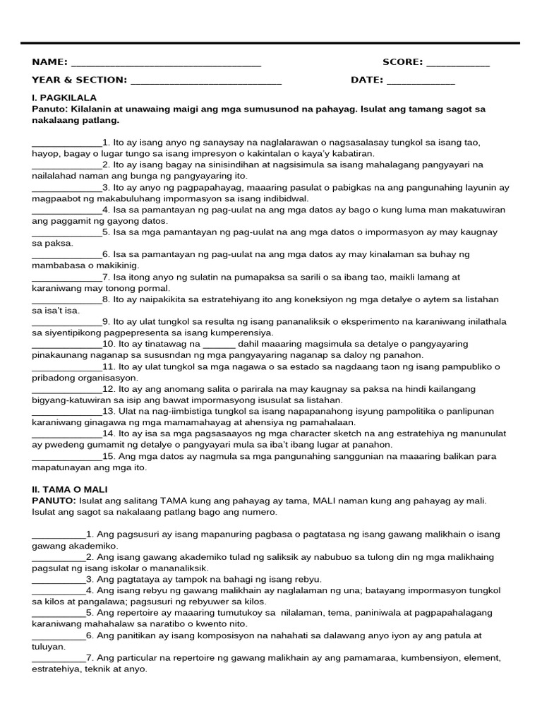 Pre-Final Akad Sa Filipino | PDF