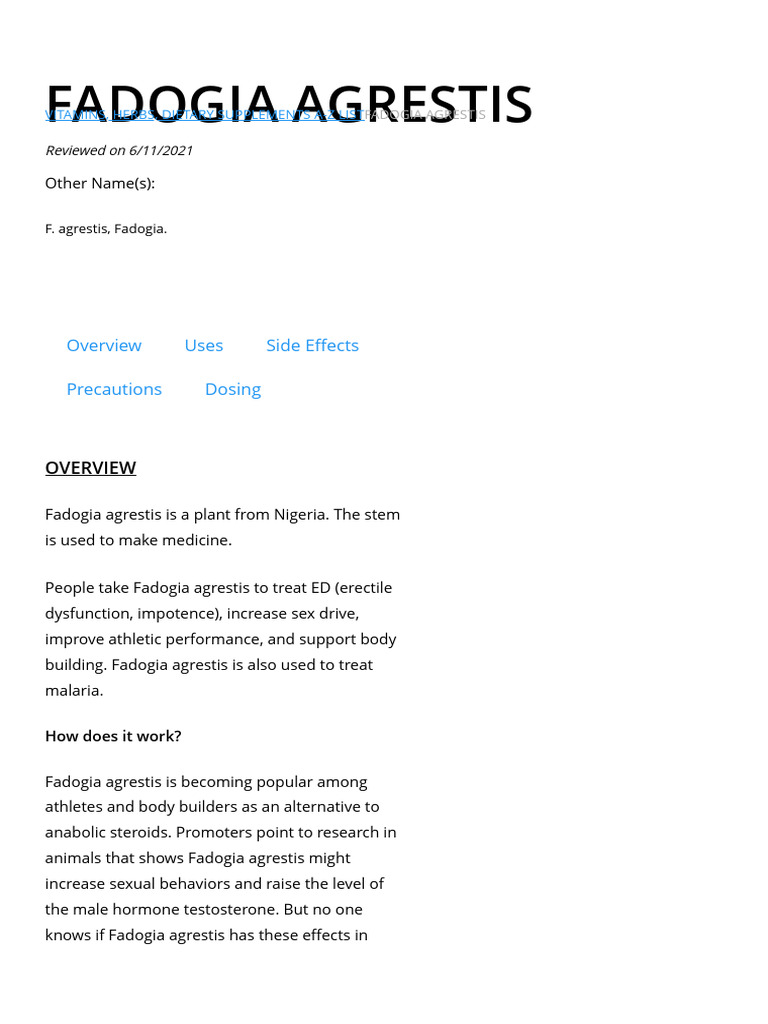 Fadogia Agrestis - Health Benefits, Side Effects, Uses, Dose ...