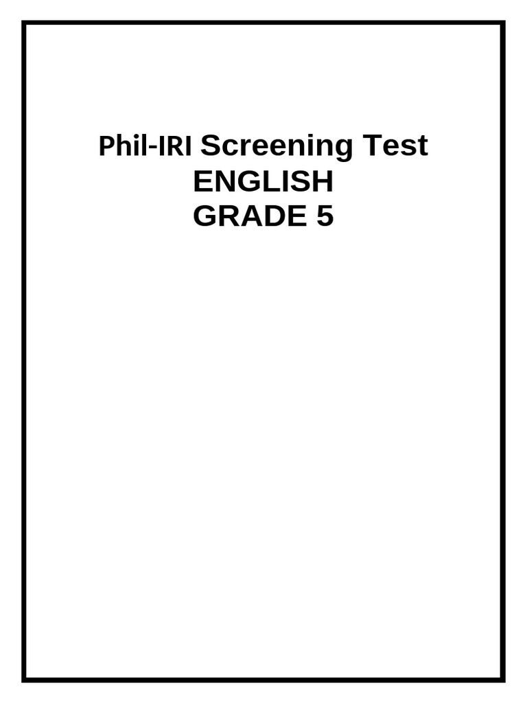 Phil Iri English Material Grade 5 | PDF