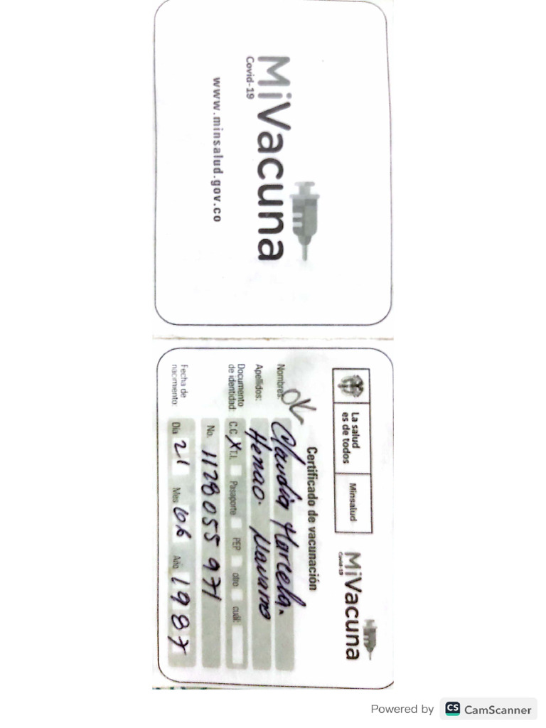 Esquema de Vacunacion COVID - 19v Modelo de Carnet | PDF