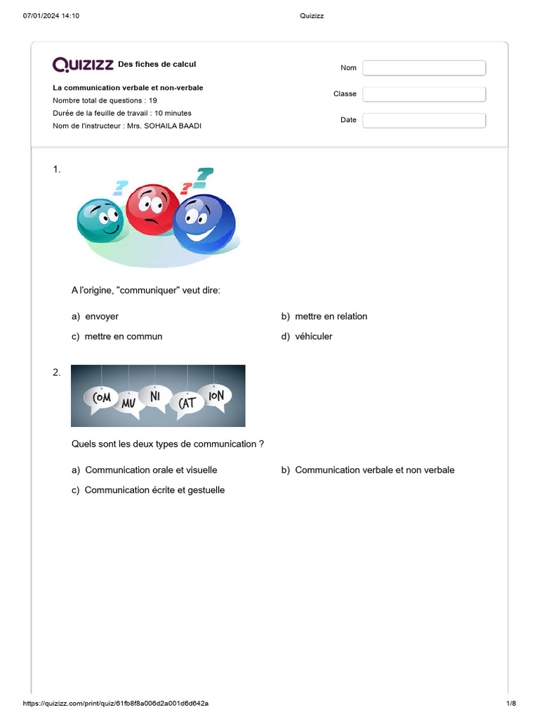 La Communication Verbale Et Non-Verbale CORR | PDF