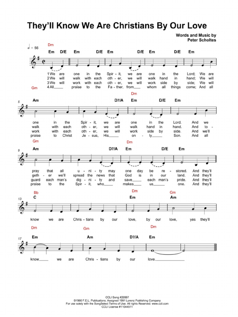 1 theyll know we are christians by our love guitar pdf
