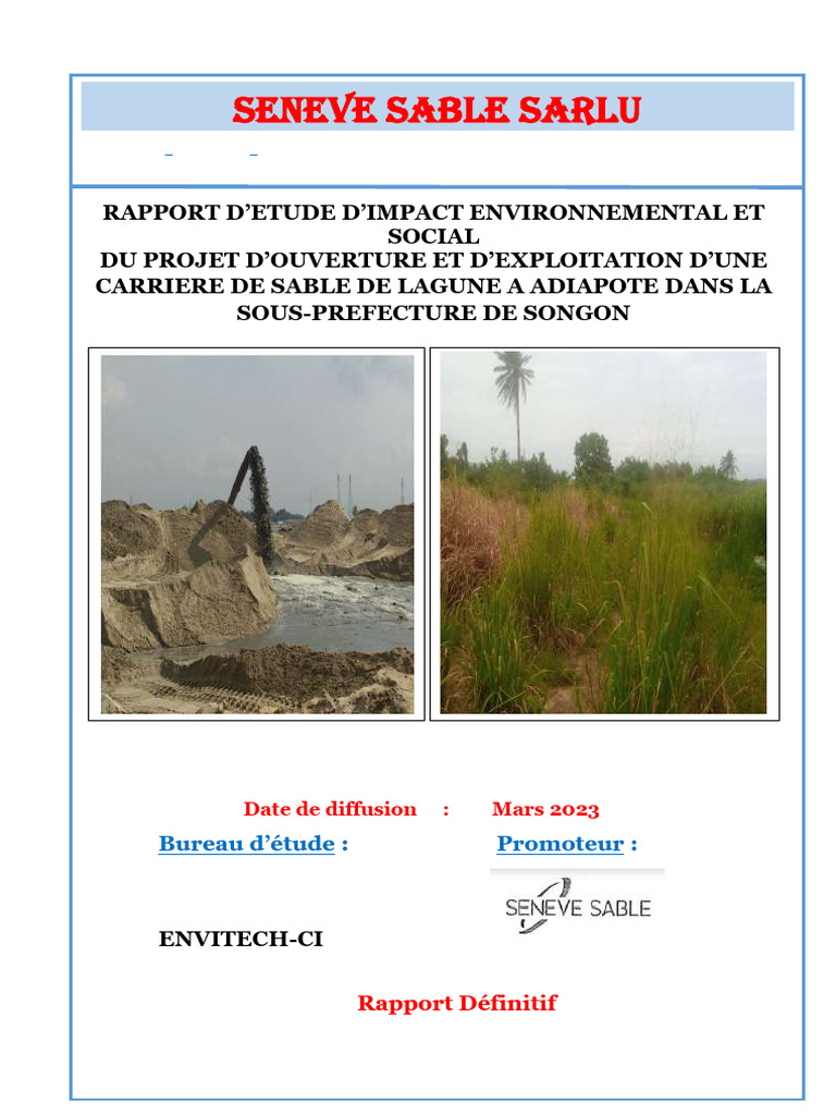 Rapport Final EIES SENEVE - Songon | PDF