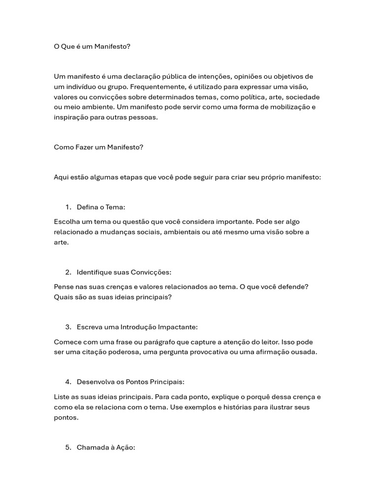O Que É Um Manifesto | PDF
