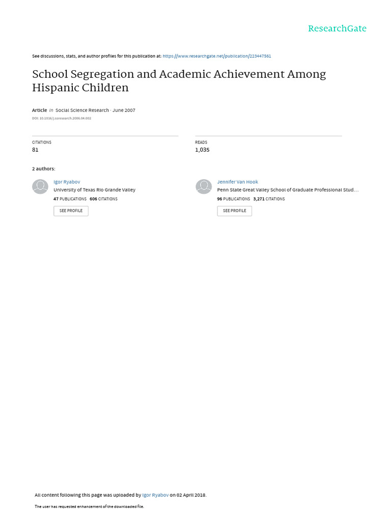 School Segregation and Academic Achievement Among | PDF | Socioeconomic ...