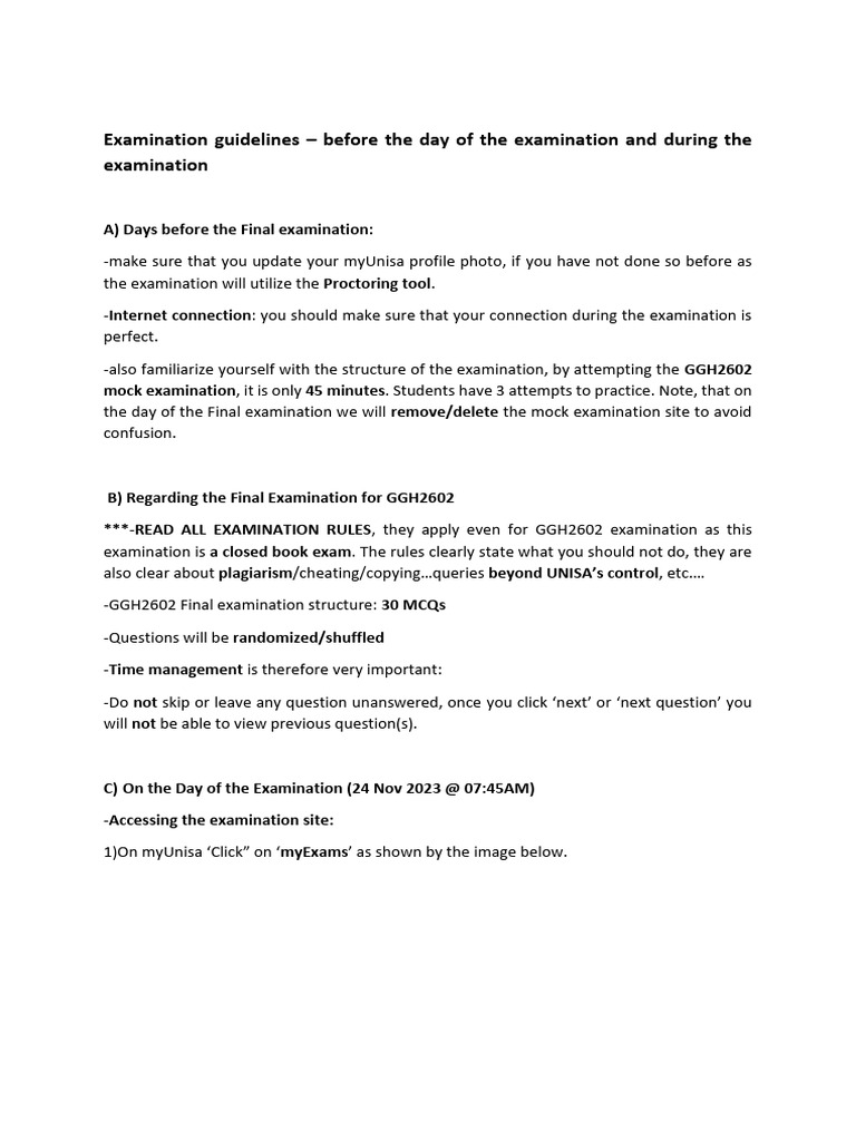 GGH2602 Exam Guidelines and Proctoring | PDF | Cyberspace | Computing
