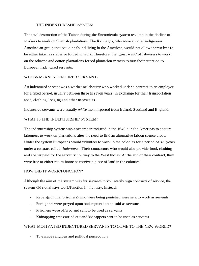 The Indentureship System | PDF