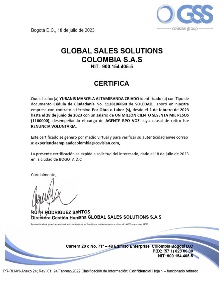 Gss Certificado | PDF