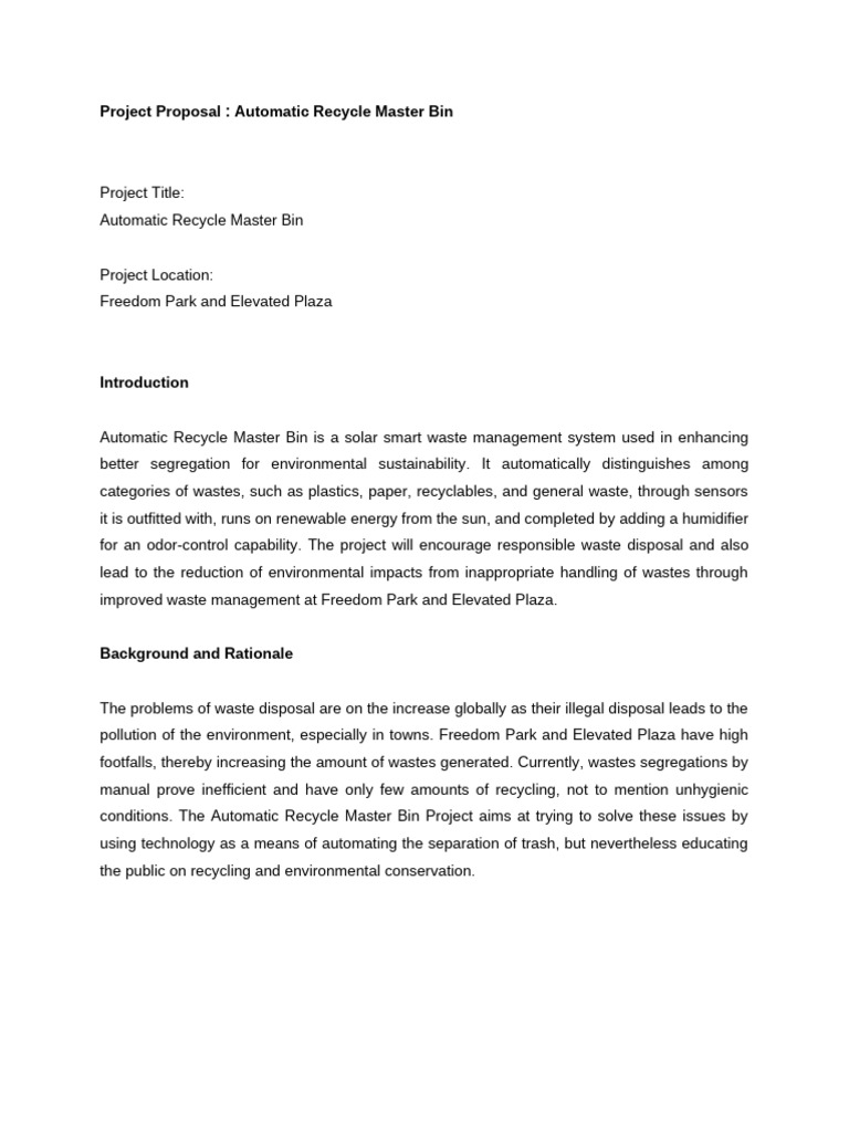 Project Proposal Automatic Recycle Master Bin PDF