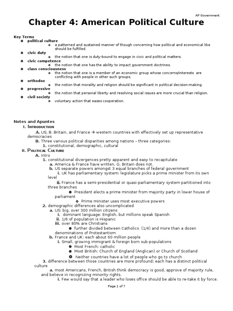 Chapter 4 American Political Culture PDF Equal Opportunity The