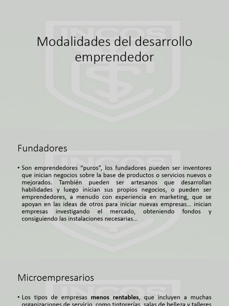 Modalidades Del Desarrollo Emprendedor | PDF | Iniciativa empresarial ...