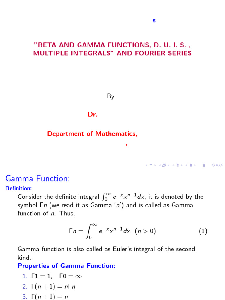Beta Gamma Function Formulas