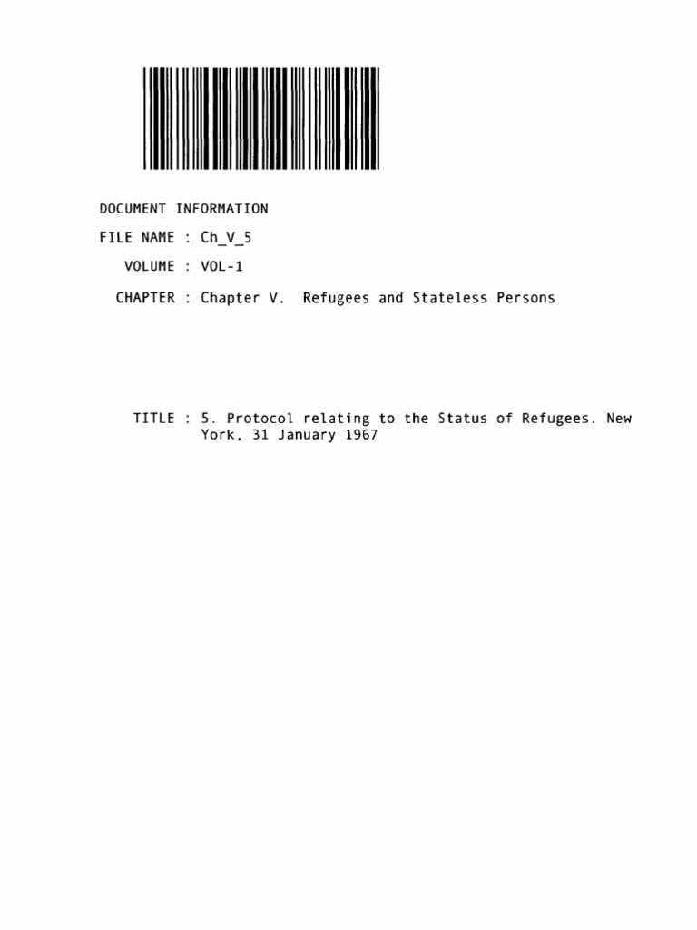 CHAPTER: Chapter V. Refugees and Stateless Persons: Document ...