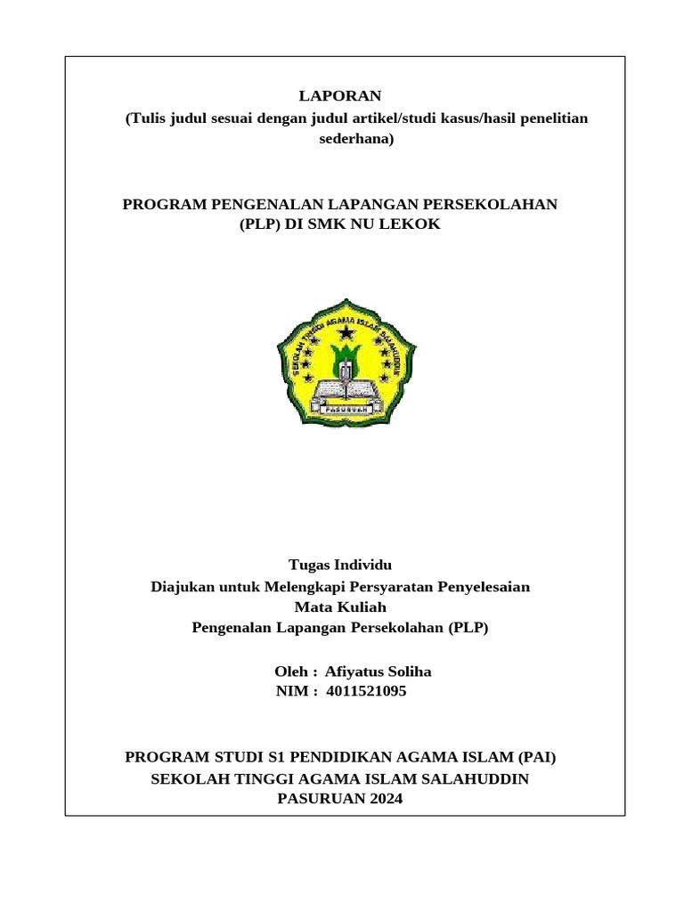 Sampul Laporan PLP | PDF