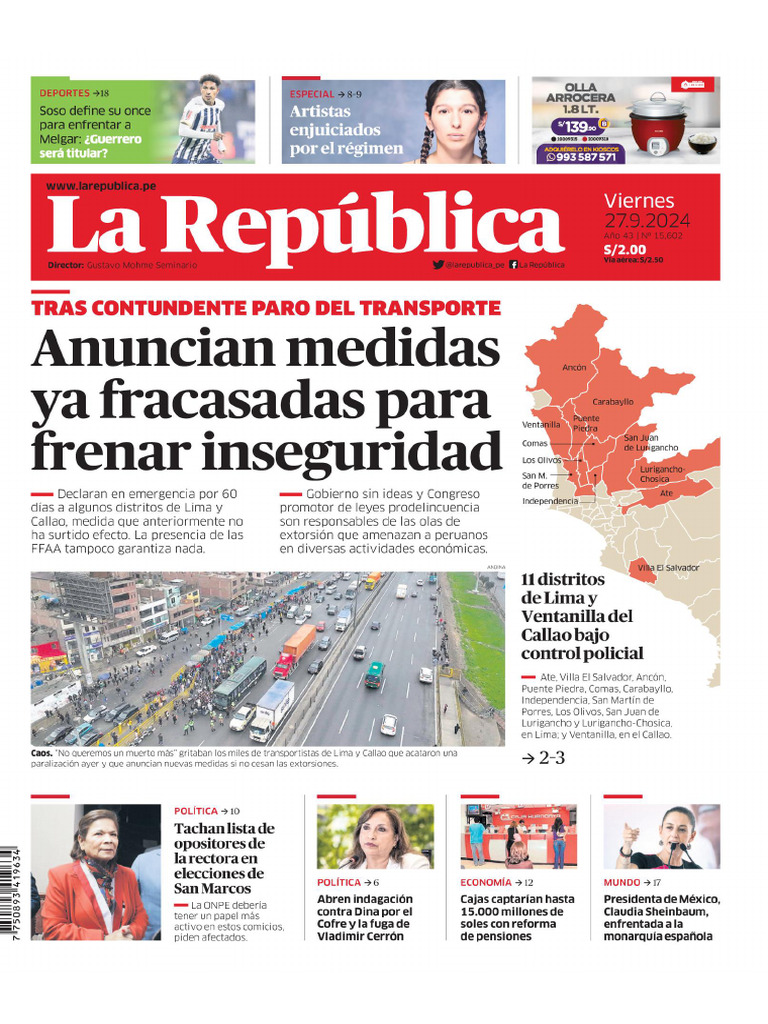 La Republica 27-09-24 | PDF