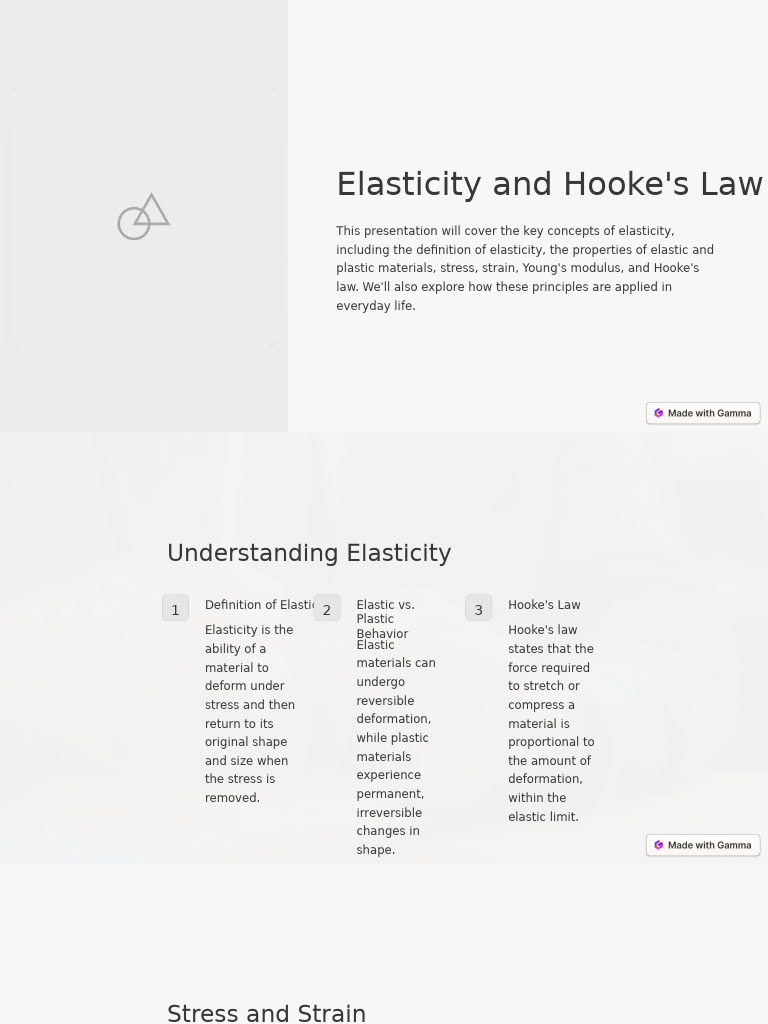 Elasticity and Hookes Law | PDF