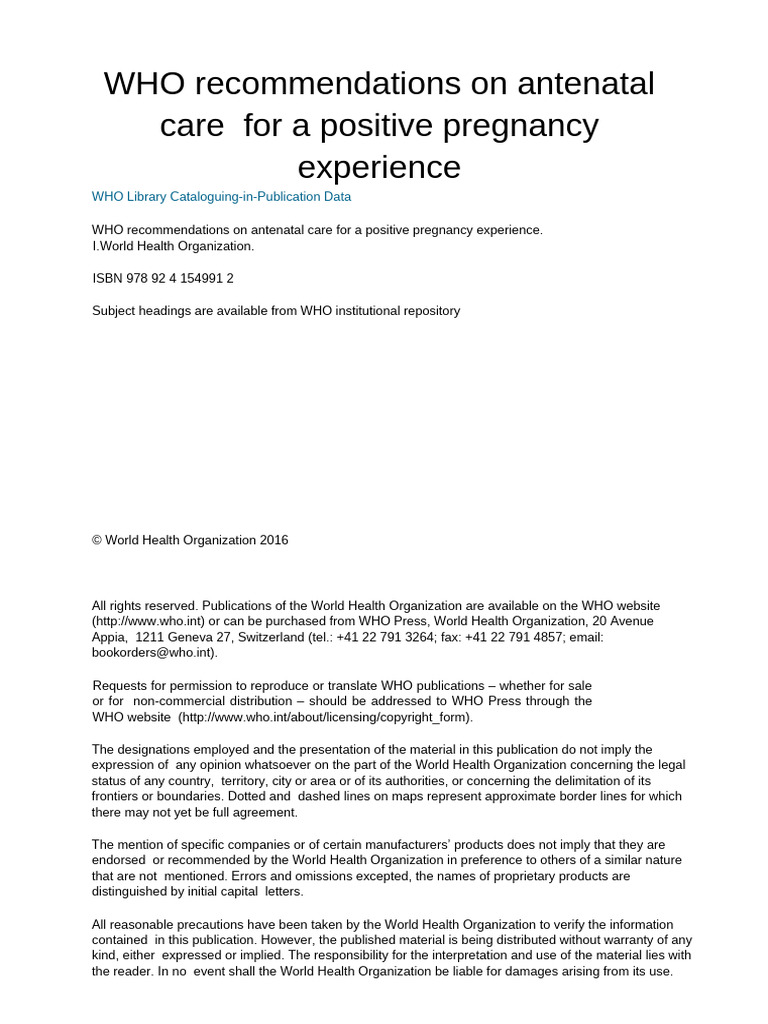 WHO Recommendations On Antenatal Care For A Positive Pregnancy ...