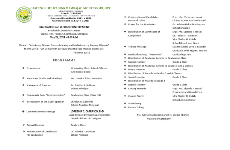 Program - Graduation and Recognition | PDF