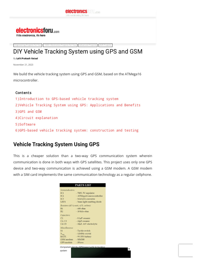 DIY Vehicle Tracking System Using GPS and GSM | PDF | Global ...