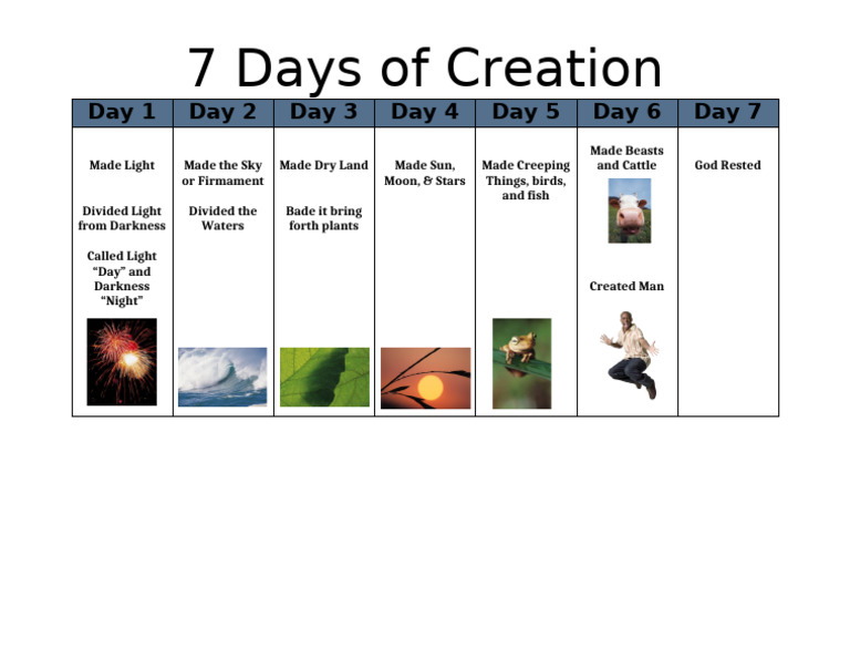 7 Days of Creation Chart | PDF