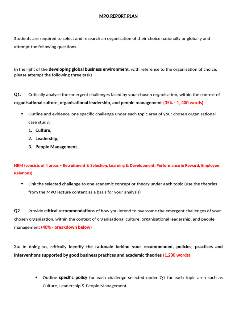 MPO Report Plan S2 2024 | PDF