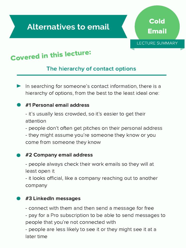 CHEAT SHEET - Alternatives To Email | PDF