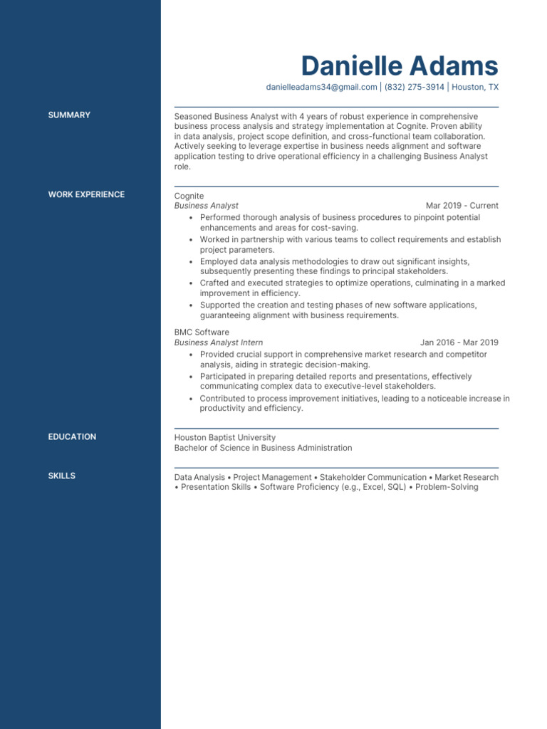 Danielle Adams Resume Pdf