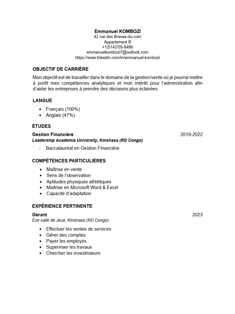 Emmanuel CV | PDF