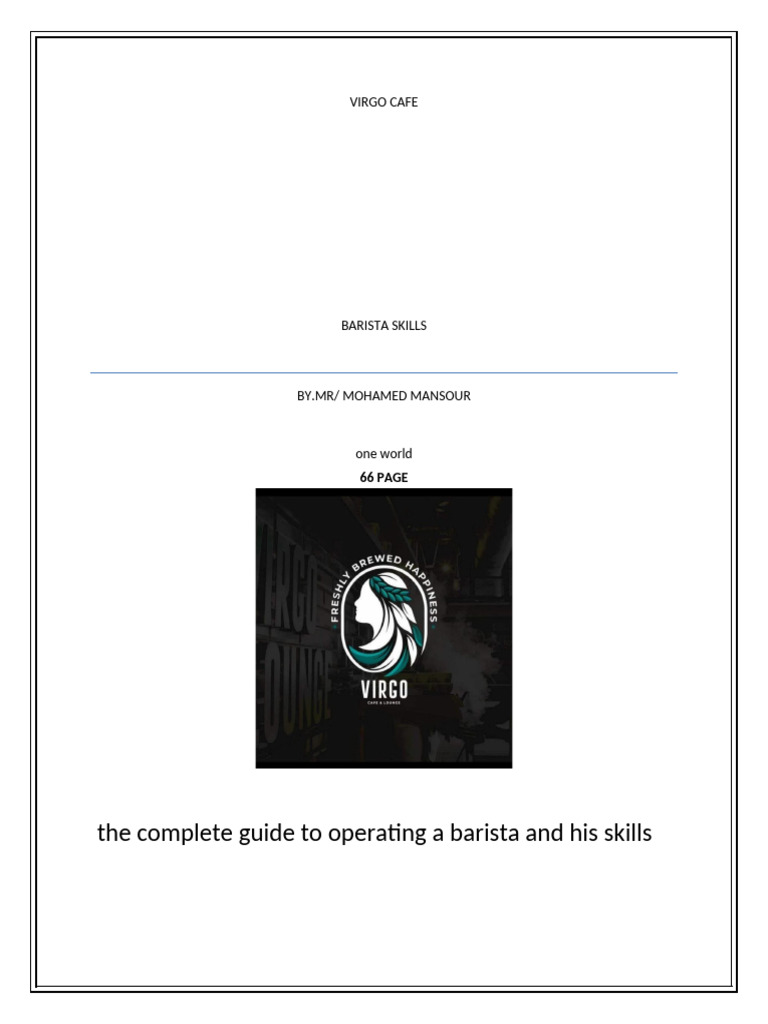 Barista Skills Pdf
