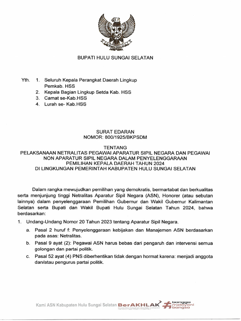 Surat Edaran Netralitas-1 | PDF