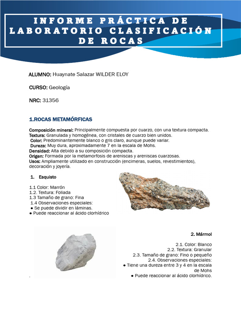 Tipos de Rocas GEOLOGIA | PDF | Roca (geología) | Magma