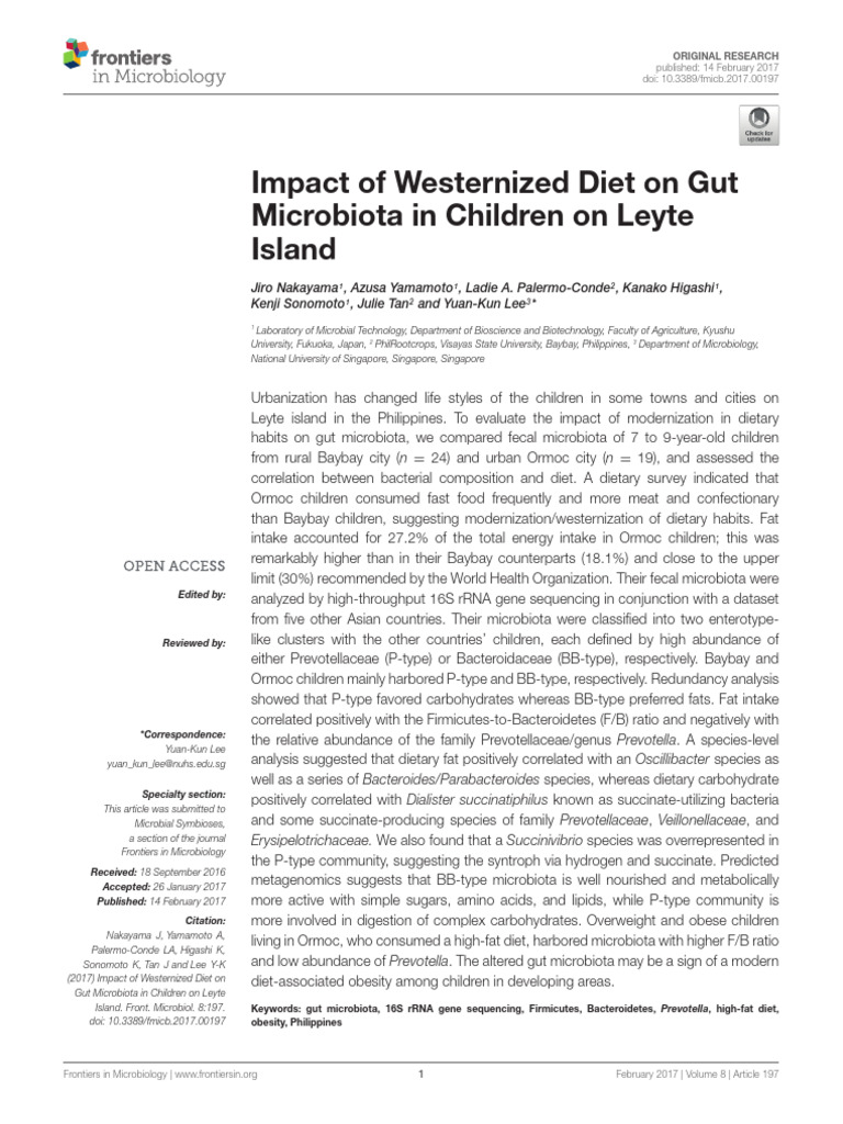 Impact of Westernized Diet On Gut Microbiota in CH | PDF