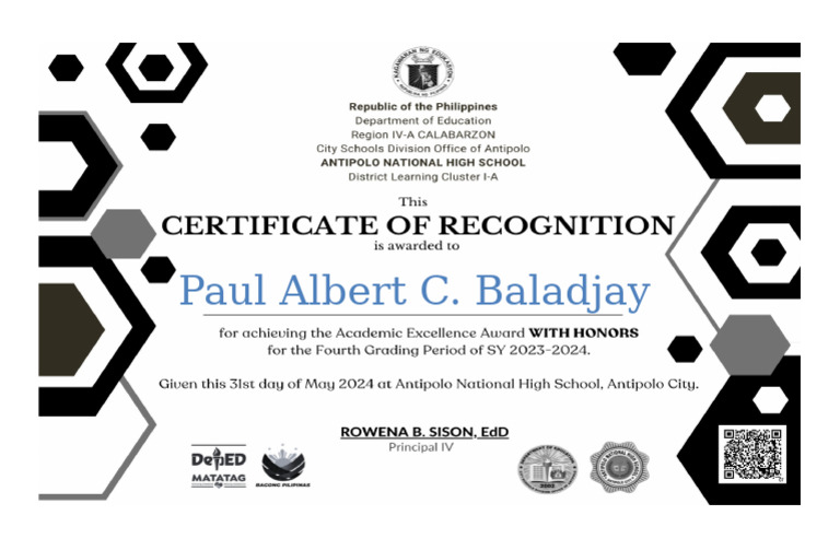 Template 4th Quarter Recognition Pdf