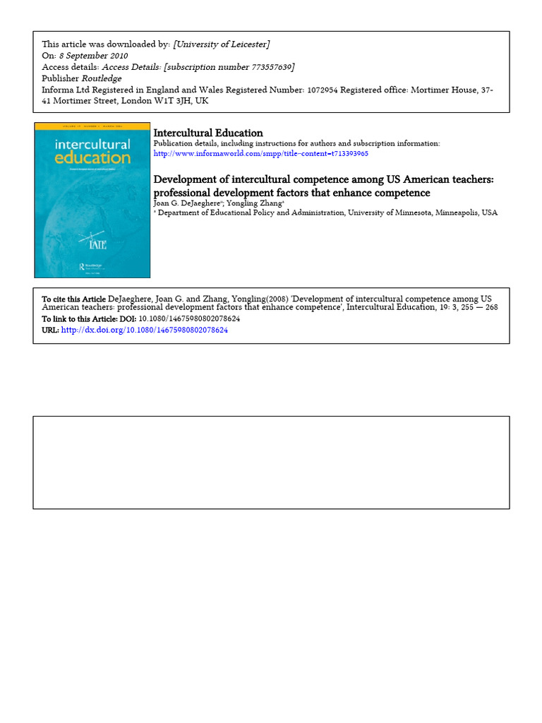 Enhancing Intercultural Competence in Teachers | PDF | Cognition