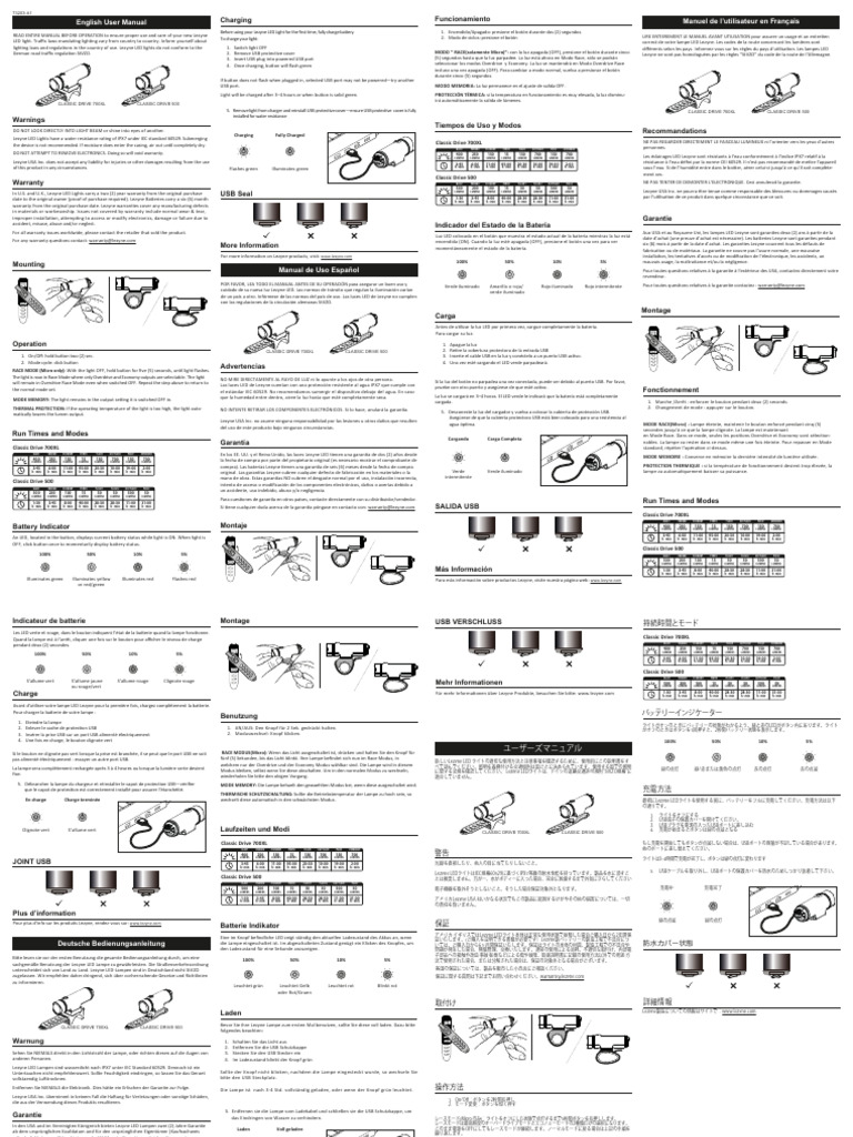 Manual For Y13 Classic - Classic Xl-Led-R0a1 | PDF