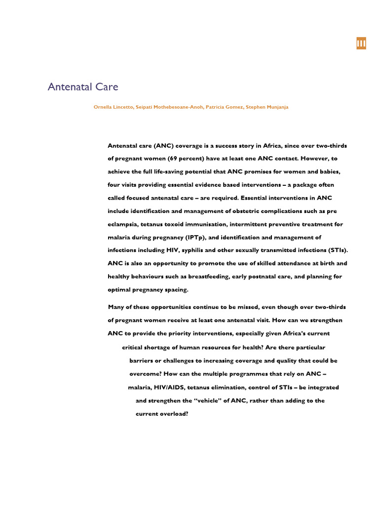 Antenatal Care WHO | PDF