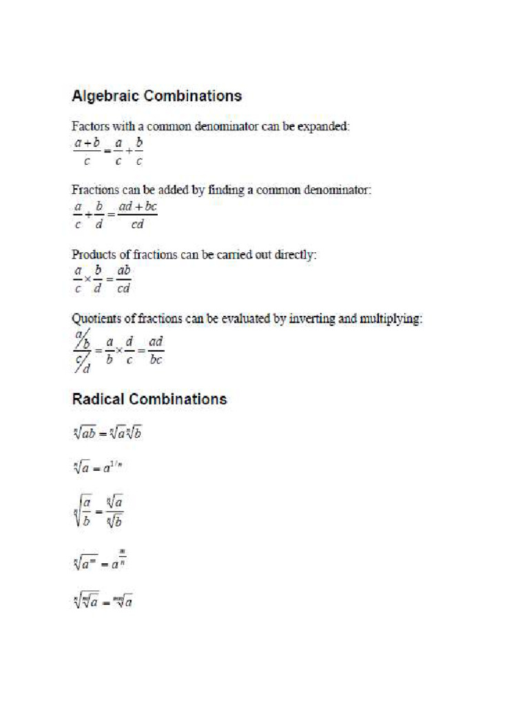 Algebraic Combinations | PDF