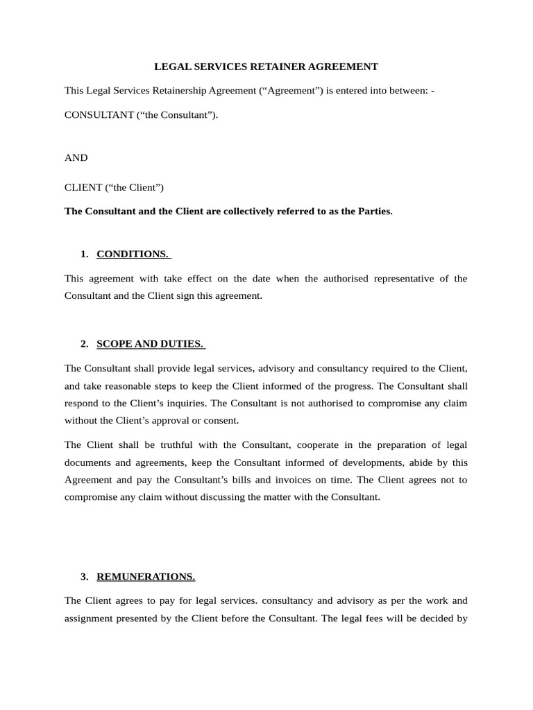 Legal Services Retainer Agreement | PDF