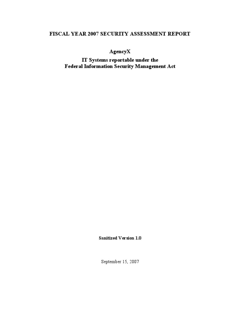FY07 FISMA Security Assessment Report | PDF | Computer Security | Security
