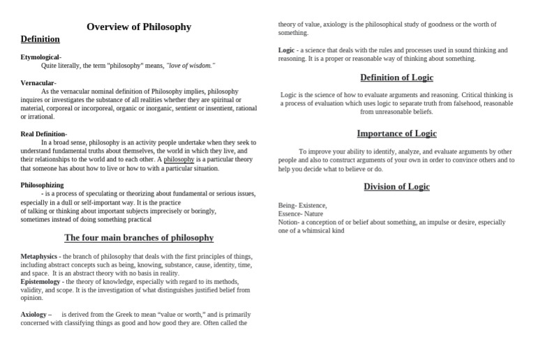 Understanding Philosophy and Its Branches | PDF | Logic | Philosophy
