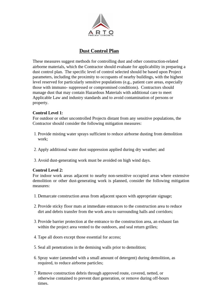 Dust-Control Plan | PDF
